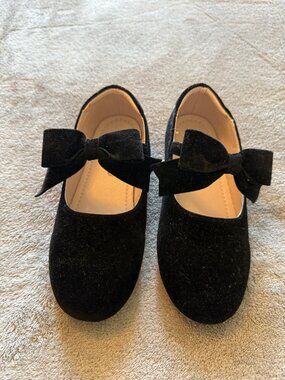 Kiderence Black Velvet Bow Mary Jane Girls US 12M Pre-Owned